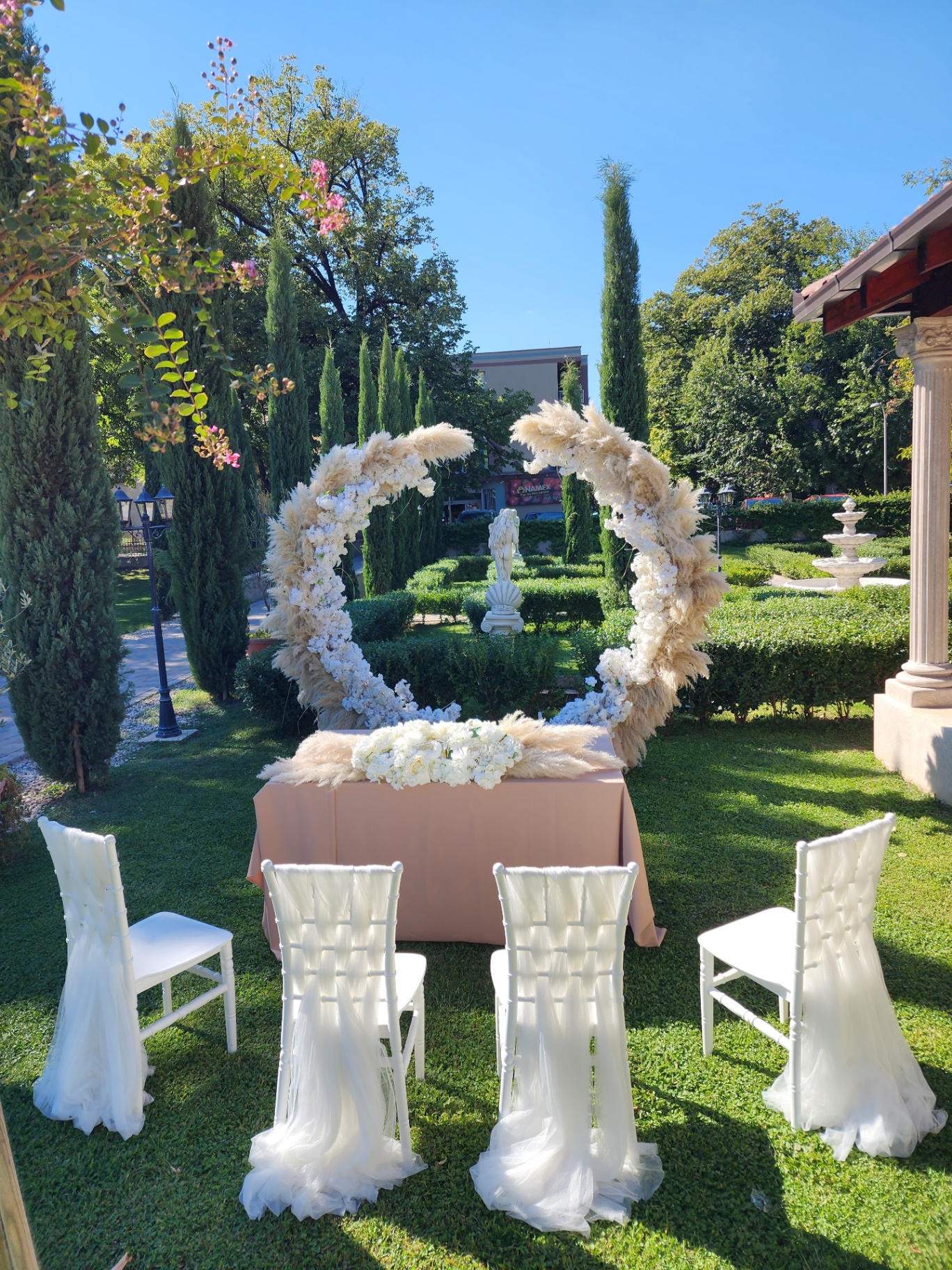 Outdoor celebration setup in the Radobolja garden