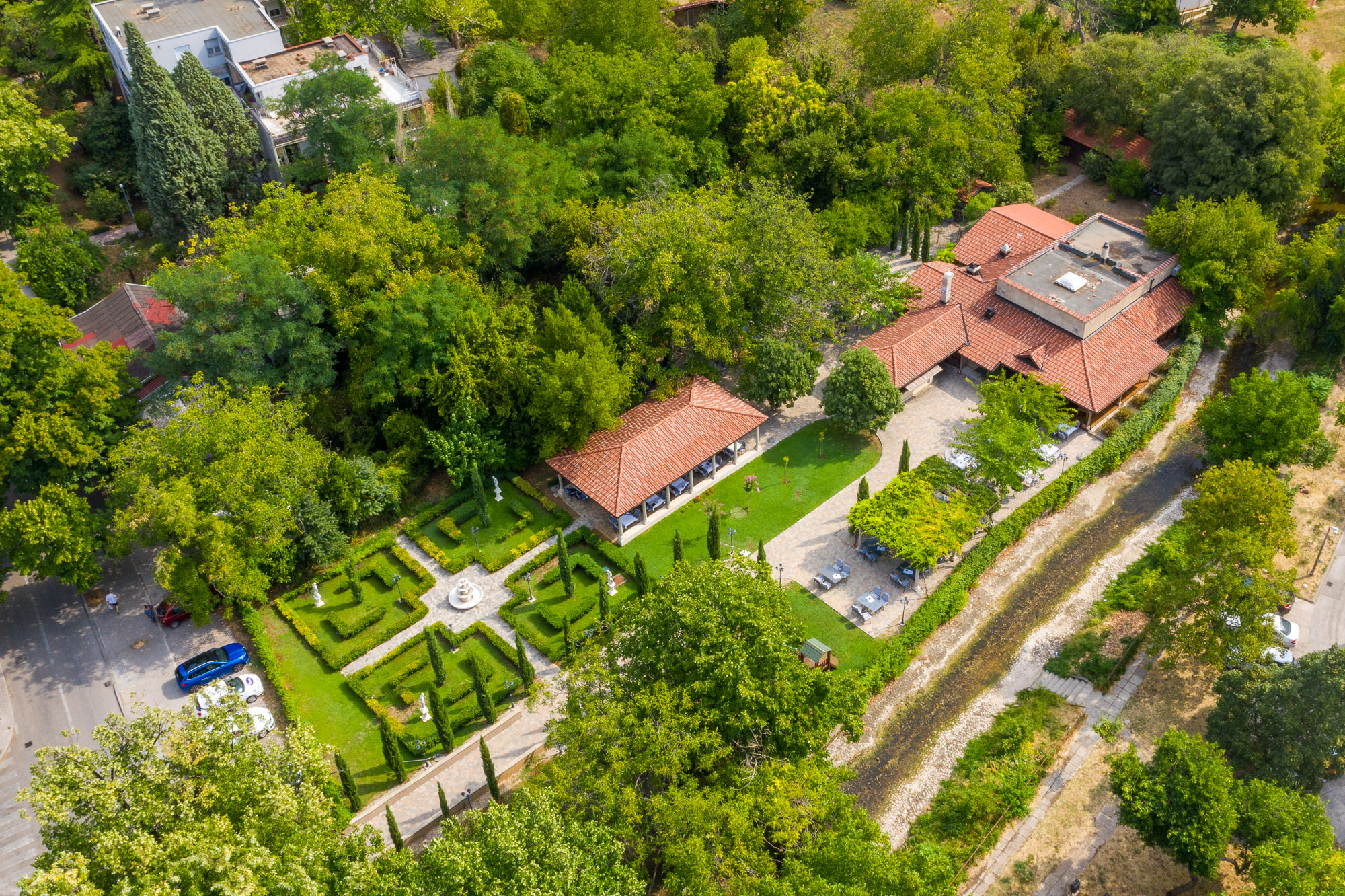 Aerial view of Restaurant Radobolja gardens and terrace